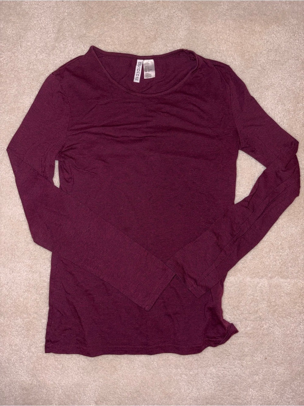 H&M Burgundy Long Sleeve Top